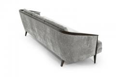 Low Profile MCM Walnut Frame Sofa in Grey Chenille - 841376