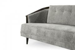 Low Profile MCM Walnut Frame Sofa in Grey Chenille - 841378