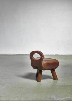 Low campagne style wood stool France - 967941