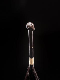 Lozi Wood and Bone Flywhisk with inlaid facial sculpture Zambia - 4267593