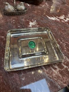 Luana Francisci Silver Plated Tray with Green Gem Accent - 4301200