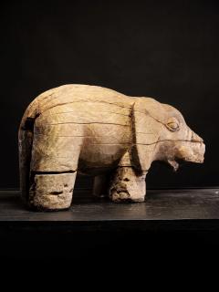 Luba wooden weathered Elephant Chief Seat - 4269952