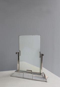Luc Lanel Fine French Art Deco Wrought Fine French 1930s Silver Plated Table Mirror - 3117484