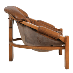 Luciano Frigerio 1970s Luciano Frigerio pair of leather scoop lounge chairs - 3972497