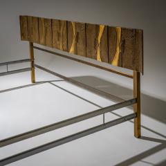 Luciano Frigerio Bed with Brass Headboard by Luciano Frigerio Italy 1970s - 4721467