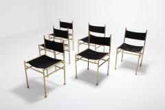 Luciano Frigerio Brass and Black Velvet Dining Chairs by Luciano Frigerio 1980s - 984398