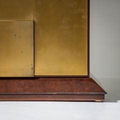 Luciano Frigerio Burl Veneer and Brass Sideboard by Luciano Frigerio Italy 1970s - 4721222