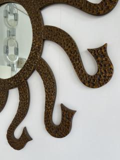 Luciano Frigerio Hammered Brass Mirror Octopus by Luciano Frigerio Italy 1970s - 2160558