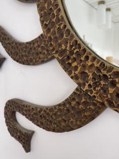 Luciano Frigerio Hammered Brass Mirror Octopus by Luciano Frigerio Italy 1970s - 2160561