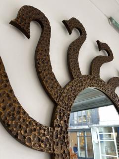 Luciano Frigerio Hammered Brass Mirror Octopus by Luciano Frigerio Italy 1970s - 2160562