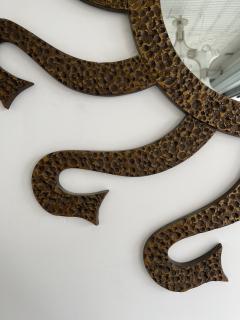 Luciano Frigerio Hammered Brass Mirror Octopus by Luciano Frigerio Italy 1970s - 2160565