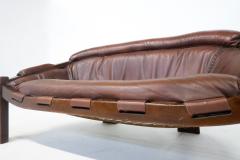 Luciano Frigerio Italian Mid Century Brown Leather Sofa by Luciano Frigerio - 3015520