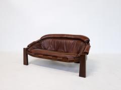 Luciano Frigerio Italian Mid Century Brown Leather Sofa by Luciano Frigerio - 3015522