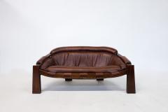 Luciano Frigerio Italian Mid Century Brown Leather Sofa by Luciano Frigerio - 3015523