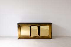 Luciano Frigerio Large and unique storage unit with three door front made of solid brass - 2484733