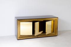 Luciano Frigerio Large and unique storage unit with three door front made of solid brass - 2484746