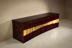 Luciano Frigerio Luciano Frigerio Romanus Credenza in Myrtle Wood Brass Italy 1970s - 4473683