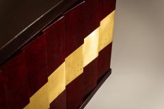 Luciano Frigerio Luciano Frigerio Romanus Credenza in Myrtle Wood Brass Italy 1970s - 4473705