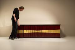 Luciano Frigerio Luciano Frigerio Romanus Credenza in Myrtle Wood Brass Italy 1970s - 4473706