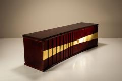 Luciano Frigerio Luciano Frigerio Romanus Credenza in Myrtle Wood Brass Italy 1970s - 4473708
