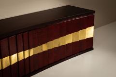 Luciano Frigerio Luciano Frigerio Romanus Credenza in Myrtle Wood Brass Italy 1970s - 4473713