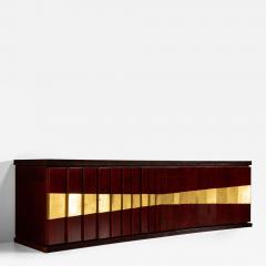 Luciano Frigerio Luciano Frigerio Romanus Credenza in Myrtle Wood Brass Italy 1970s - 4475868