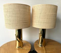 Luciano Frigerio Mid Century Modern Pair of Cast Brass Lamps by Luciano Frigerio Italy 1970s - 3558346