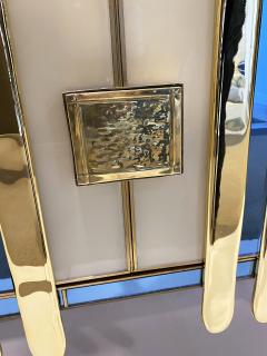 Luciano Frigerio Mid Century Modern Vintage Italian Aqua Blue Cream Gold Brass Modern Sideboard - 2596878