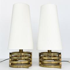 Luciano Frigerio Pair Luciano Frigerio Hammered Bronze Table Lamps - 2958207