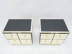 Luciano Frigerio Pair of Italian Luciano Frigerio black lacquered brass nightstands tables 1970s - 1337739