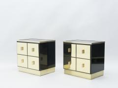 Luciano Frigerio Pair of Italian Luciano Frigerio black lacquered brass nightstands tables 1970s - 1337749