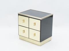 Luciano Frigerio Pair of Italian Luciano Frigerio black lacquered brass nightstands tables 1970s - 1337750