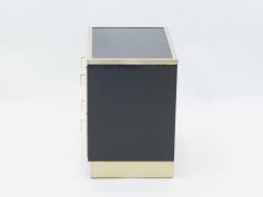 Luciano Frigerio Pair of Italian Luciano Frigerio black lacquered brass nightstands tables 1970s - 1337753