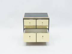 Luciano Frigerio Pair of Italian Luciano Frigerio black lacquered brass nightstands tables 1970s - 1337755