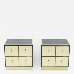 Luciano Frigerio Pair of Italian Luciano Frigerio black lacquered brass nightstands tables 1970s - 1338574