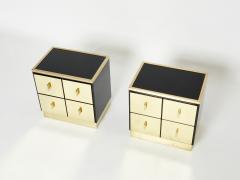 Luciano Frigerio Pair of Italian Luciano Frigerio black lacquered brass nightstands tables 1970s - 1950352