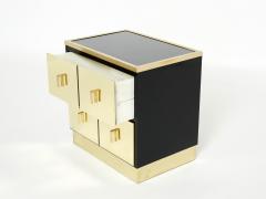 Luciano Frigerio Pair of Italian Luciano Frigerio black lacquered brass nightstands tables 1970s - 1950362