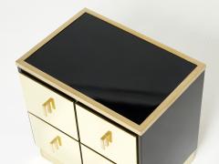 Luciano Frigerio Pair of Italian Luciano Frigerio black lacquered brass nightstands tables 1970s - 1950365