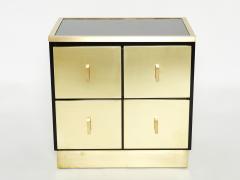 Luciano Frigerio Pair of Italian Luciano Frigerio black lacquered brass nightstands tables 1970s - 1950366