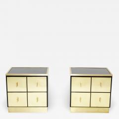 Luciano Frigerio Pair of Italian Luciano Frigerio black lacquered brass nightstands tables 1970s - 1953119