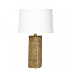 Luciano Frigerio Pair of Mid Century Feathered Brushed Brass Table Lamps by Luciano Frigerio - 3040191