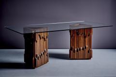 Luciano Frigerio Sculptural Brutalist Dining Table with glass top by Luciano Frigerio - 4146533