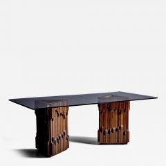Luciano Frigerio Sculptural Brutalist Dining Table with glass top by Luciano Frigerio - 4151641
