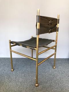 Luciano Frigerio Set of 5 Chairs Brass and Leather by Luciano Frigerio Italy 1970s - 618531