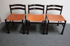 Luciano Frigerio Set of Six Italian Modern Rosewood and Leather Dining Chairs by Luciano Frigerio - 2987379