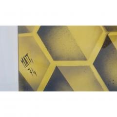 Luciano Mattioli Mattioli Italian Vintage Yellow Black Acrylic Watercolor Modern Painting - 2402348