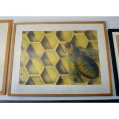 Luciano Mattioli Mattioli Italian Vintage Yellow Black Acrylic Watercolor Modern Painting - 2402350