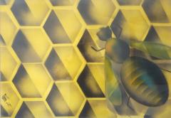 Luciano Mattioli Mattioli Italian Vintage Yellow Black Acrylic Watercolor Modern Painting - 2402780