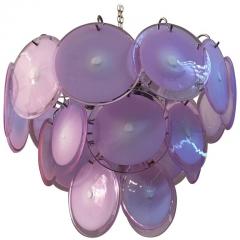 Luciano Vistosi Pink Murano Glass Disc Chandelier Italy 1970s - 2085872