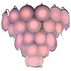 Luciano Vistosi Pink Murano Glass Disc Chandelier Italy 1970s - 2085874
